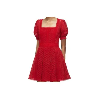 Self-portrait Short-Sleeved Dresses Women's Dark Burgundy