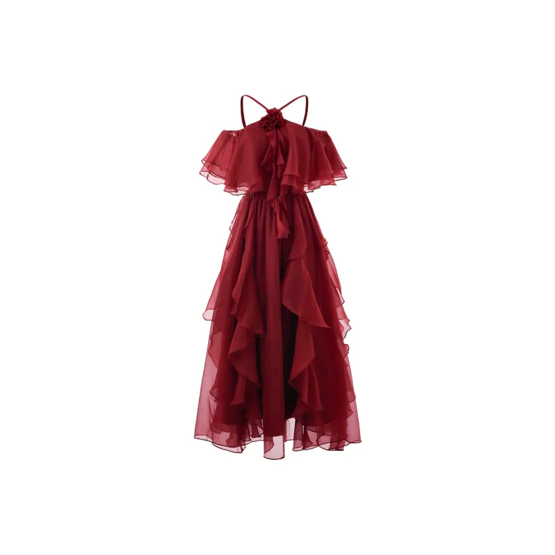 Blovelan Short Sleeved Dress Women's Rose Red-0