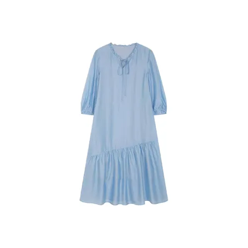Mo Han Yi Mei Long Sleeved Dress Women's Blue