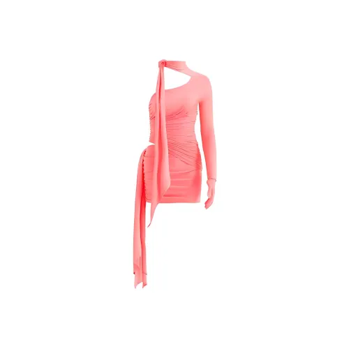 H&M Knot Detail One Shoulder Dress Pink
