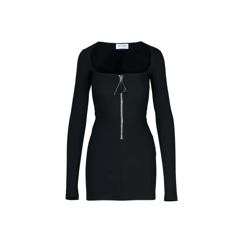 The Attico Scoop Neck Zip Detailed Mini Dress-0