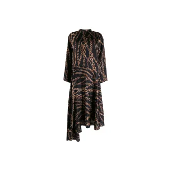 Balenciaga Chains Typo Asymmetric Dress