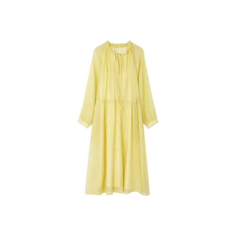 【dme】 Long-Sleeved Dresses Women's Yellow-0