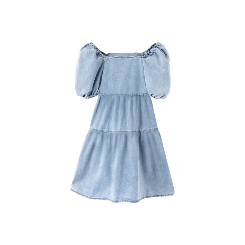 Yvetteclassic Short Sleeved Dresses Women's Denim Blue-0