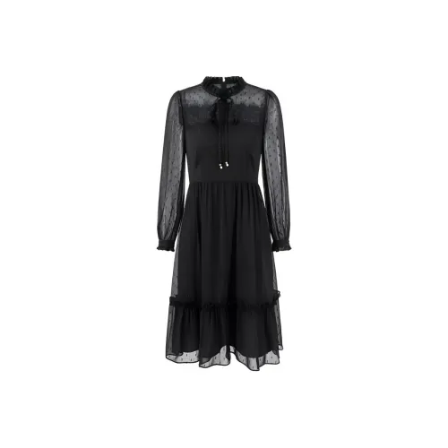JZ. ANNAKRO Long Sleeved Dress Women's Plain Black