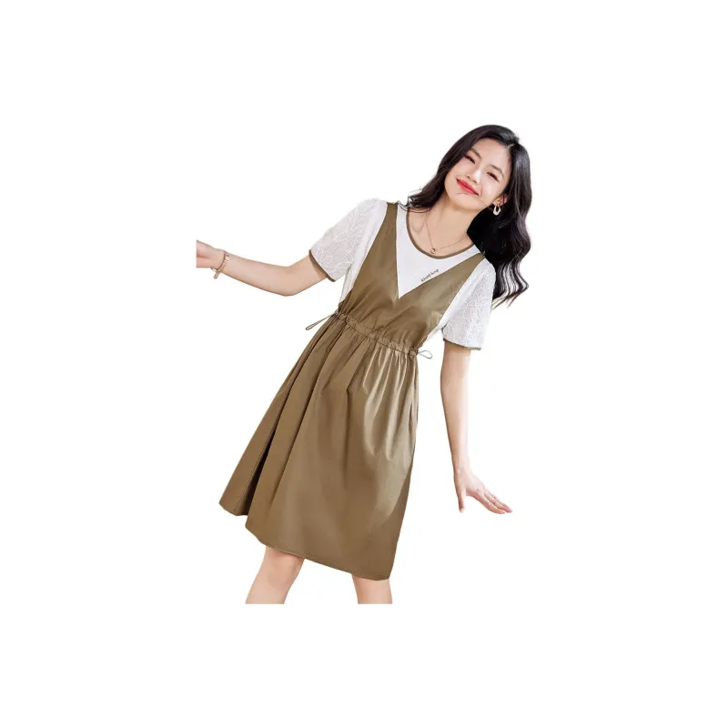 Mo Han Yi Mei Short Sleeved Dress Women's Green-0