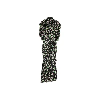 NATASHA ZINKO Pixel Flower print Draped Maxi Dress