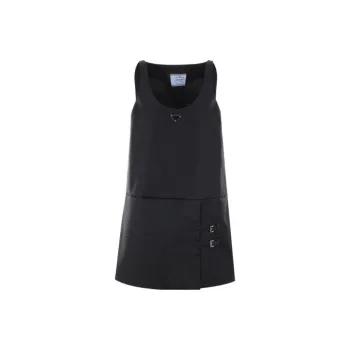 PRADA Enamel-Triangle Sleeveless Mini Dress