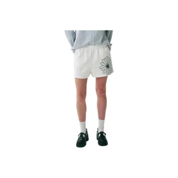 MARDI MERCREDI SS25 SWEAT SHORTS FLOWER_WHITE NAVY Casual Shorts Korean Style Women's White Marine Blue