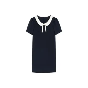 Famanxuan Short Sleeved Dress Women's Black Navy Blue