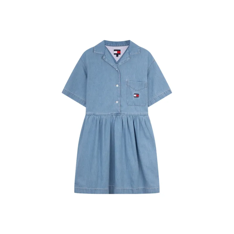 Tommy Hilfiger Short Sleeved Dress Women's Denim Blue-0
