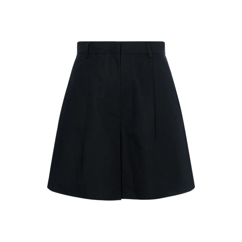 WEEKEND MaxMara Ecuba Collection Cotton And Linen Canvas Bermuda Shorts Casual Shorts Women's Black-0