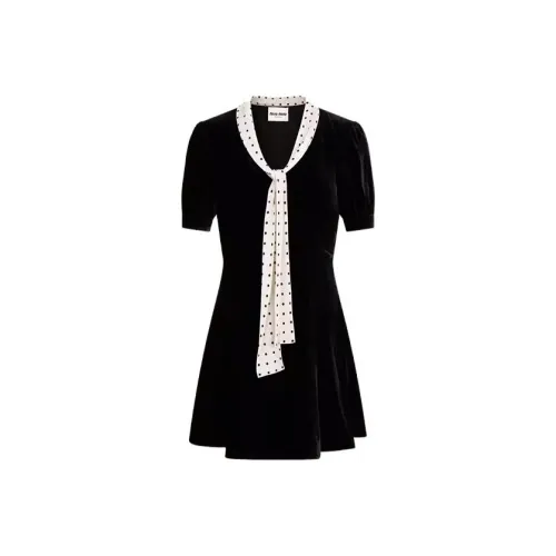 MIU MIU FW23 Short Sleeved Dress Women's Black