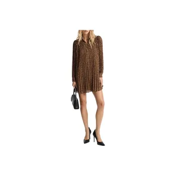 MICHAEL KORS Pleated Cheetah Print Georgette Dress