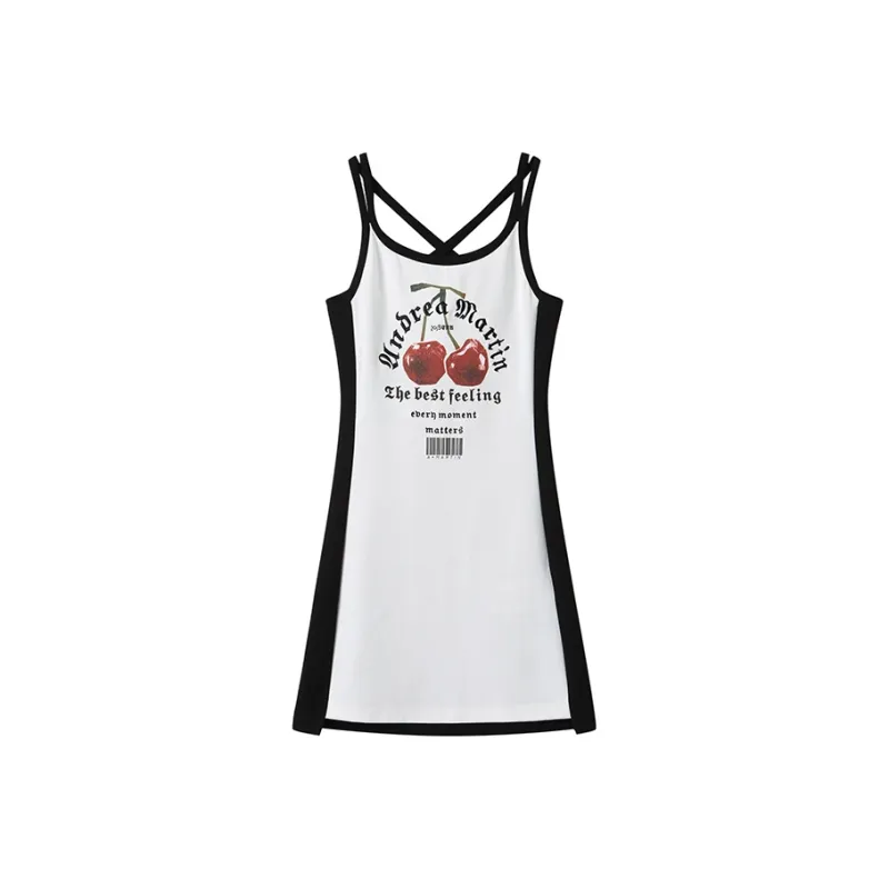 ANDREA MARTIN Slip Dress Women's Black White-0