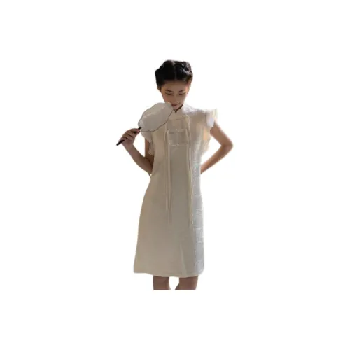 INTERPHASE Short Sleeved Dress Women's Ivory