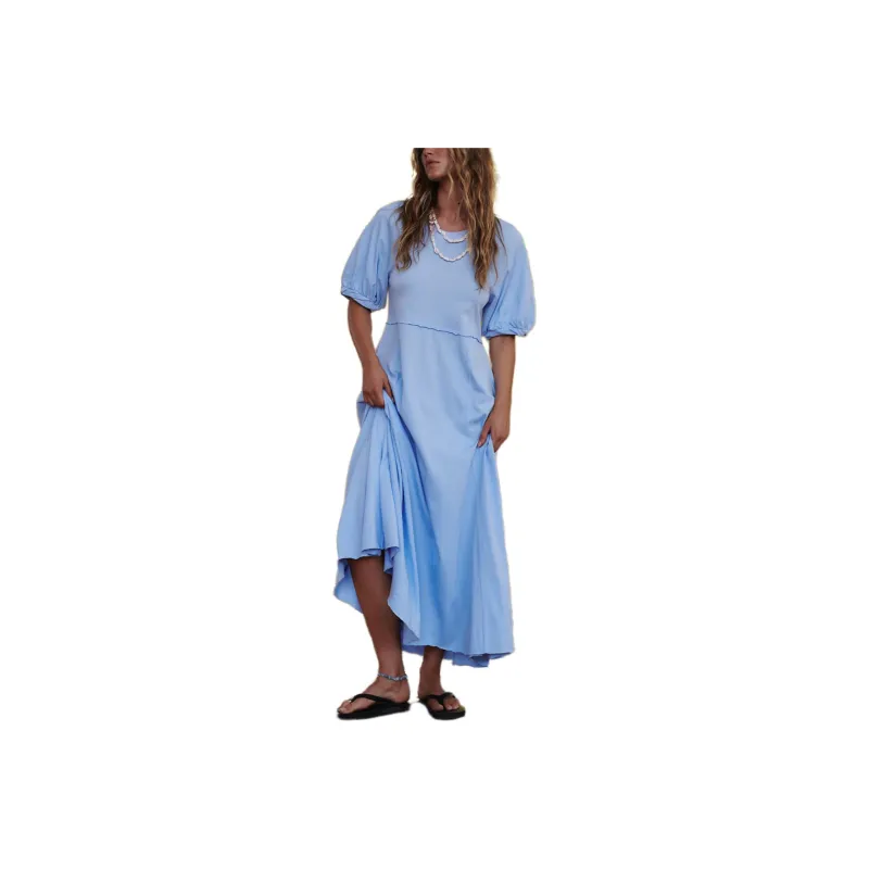 FREE PEOPLE Brentwood Maxi Short-Sleeved Dresses Women's Windsurfer-0