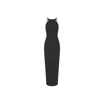 SKIMS SS24 COTTON RIB LONG CAMI DRESS Slip Dresses Women's SOOT/Coal Gray