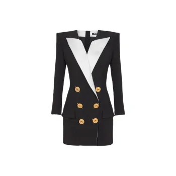 BALMAIN Two Tone Crepe Short Dress