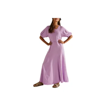 FREE PEOPLE Brentwood Maxi Short-Sleeved Dresses Women's Lupine/Wisteria Green