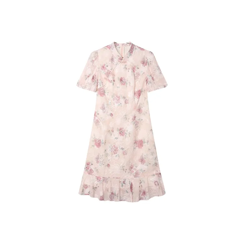 LOUISY AO Short Sleeved Dress Women's Pink Floral-0