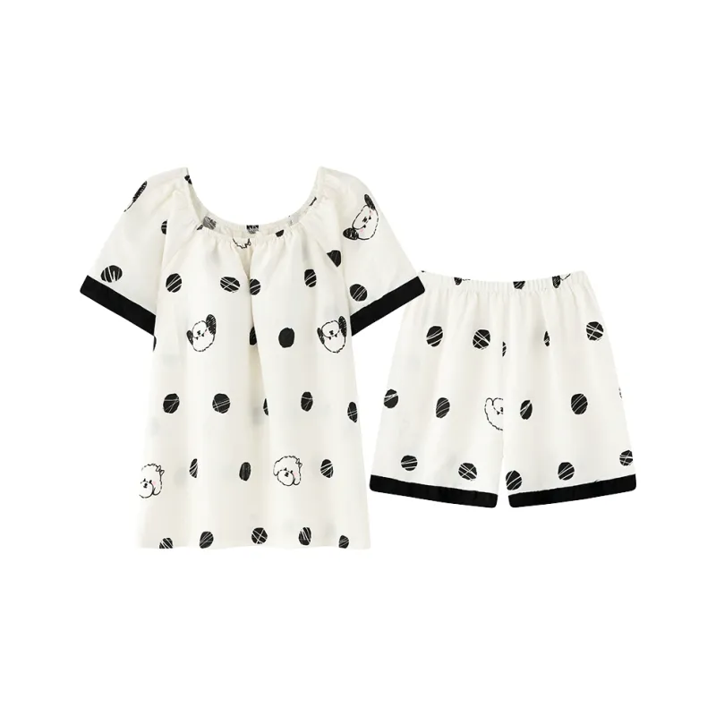 GOSO Pajama Set Women's Black White-0
