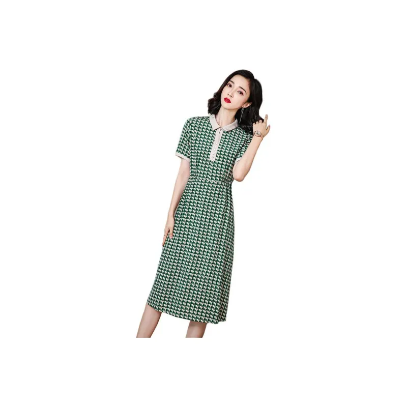 Yi Mengyuan Silk Short Sleeved Dress Women's-0