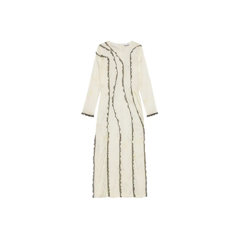 GANNI Long-Sleeved Dresses Women's Yellow Cream-0