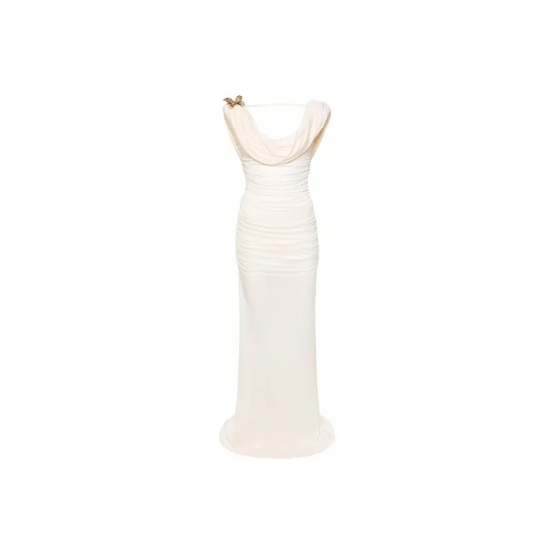 Blumarine Butterfly-brooch Maxi Dress-0