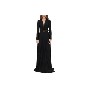 Elisabetta Franchi SS23 Long Sleeved Dress Women's Black