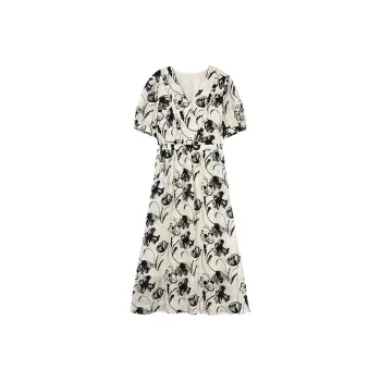 HDFULERN Short Sleeved Dresses Women's Natural Color