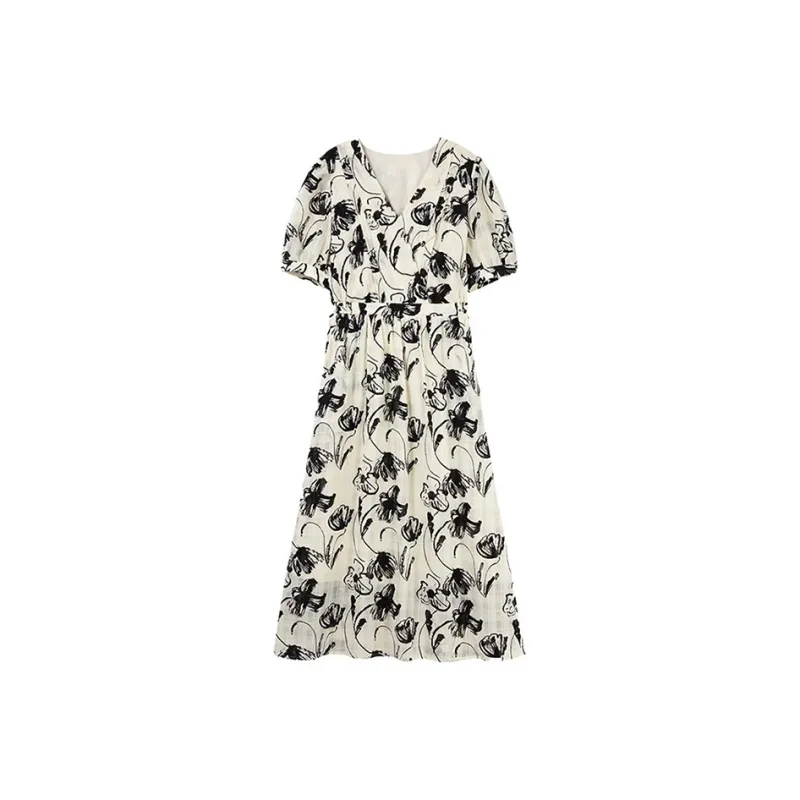 HDFULERN Short-Sleeved Dresses Women's Natural Color-0