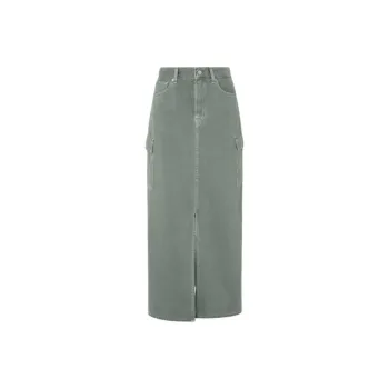 Pepe Jeans Denim Long Skirt Women's Green
