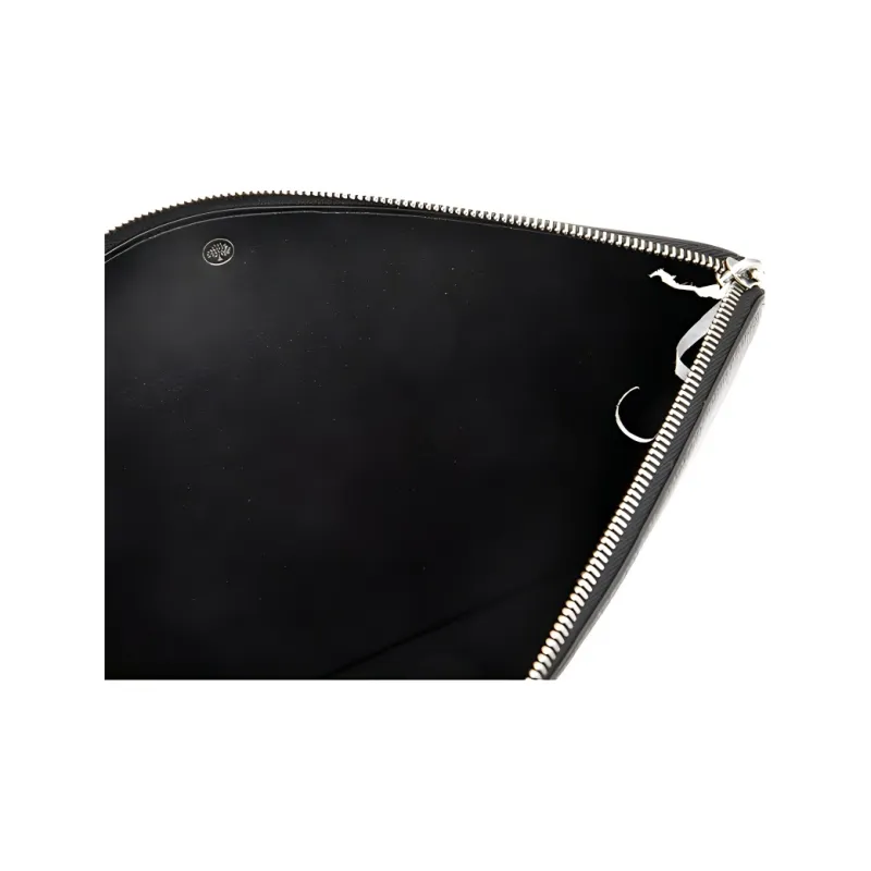 Mulberry Cowhide Leather Clutch Men's Black-3