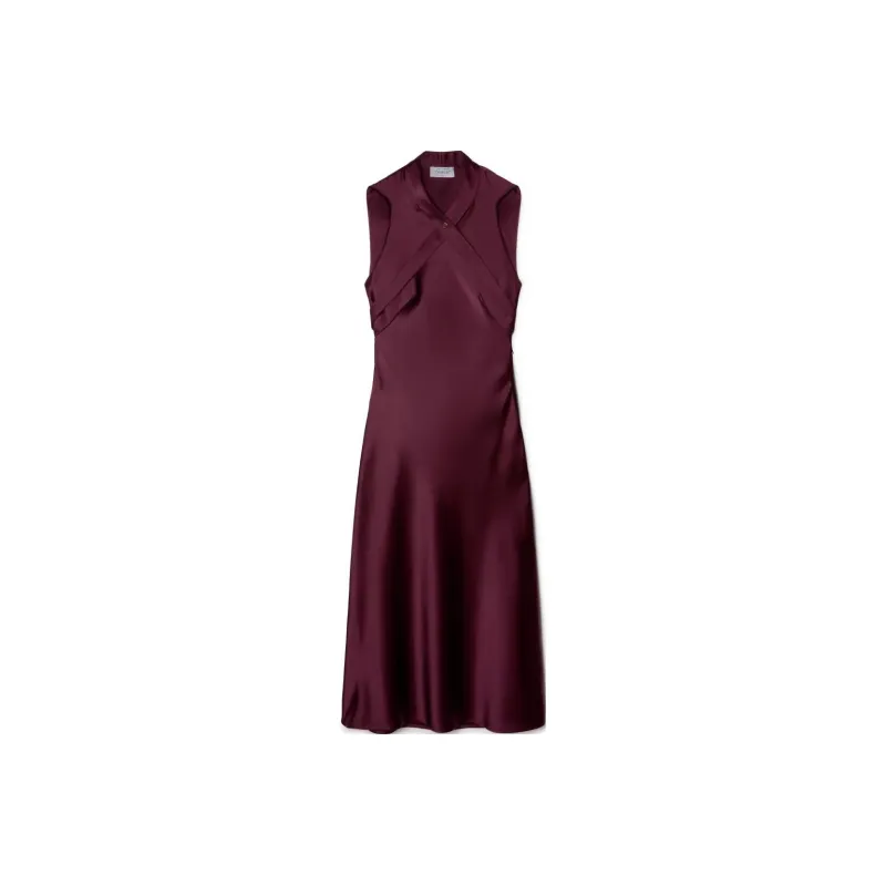 OFF WHITE Crossover strap Satin Midi Dress-0