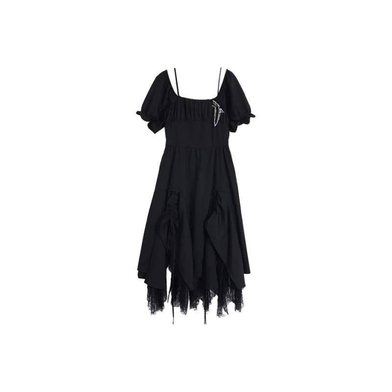 SETIROM Short Sleeved Dress Women's Black-0