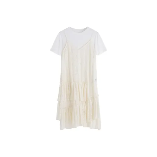 Pit Short-Sleeved Dresses Women's White