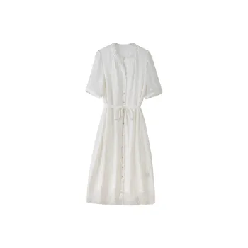 To The West Short Sleeved Dress Women's White