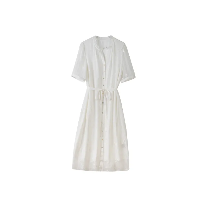 To The West Short Sleeved Dress Women's White-0