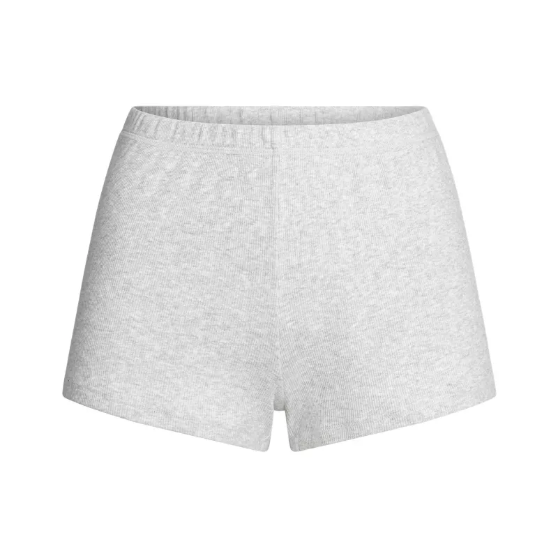 SKIMS SS25 COTTON RIB LOOSE SHORT Casual Shorts Women's LIGHT HEATHER GREY/Light Heather Gray-0