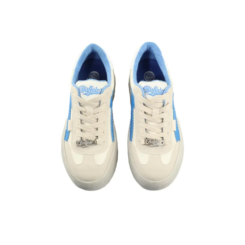 Buffalo Low Top Skateboard Shoes Unisex Beige Blue-2