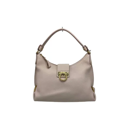 FERRAGAMO Pebbled Leather Handbag Women's Beige