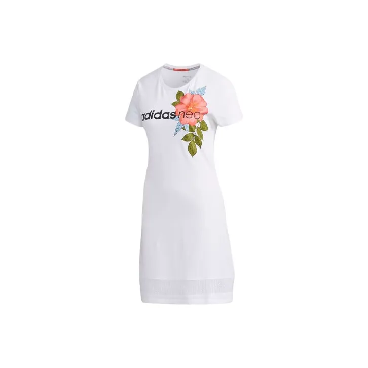 Adidas Neo Short Sleeved Dresses Women's White-0