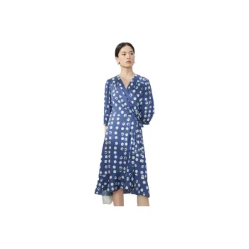 JZ Juzui Long Sleeved Dresses Women's Floral Lake Blue