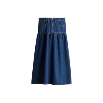 H&M Denim Long Skirts Women's Denim Blue