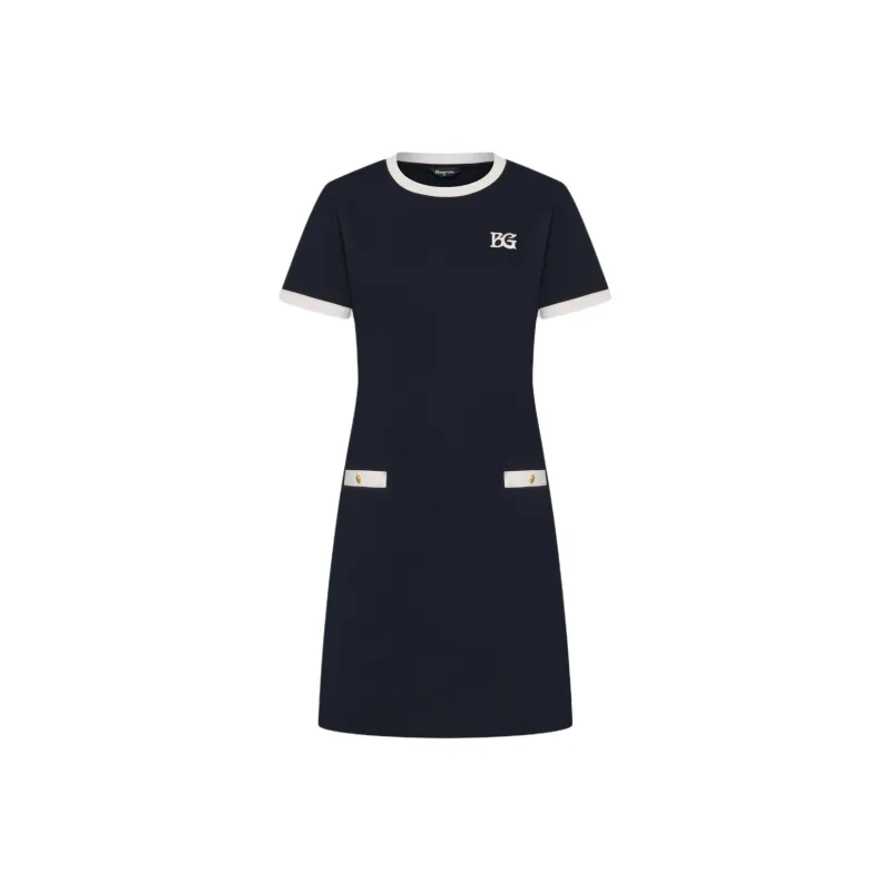 Biyin Leufen Stretch Wrinkle Resistant Collection Short Sleeved Dress Women's 25 Navy Blue-0