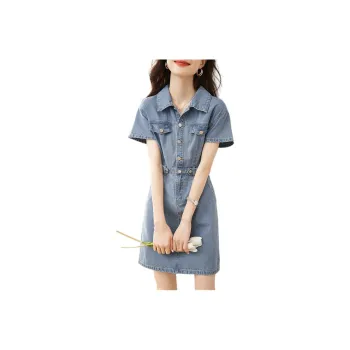 Mo Han Yi Mei Short Sleeved Dress Women's Blue