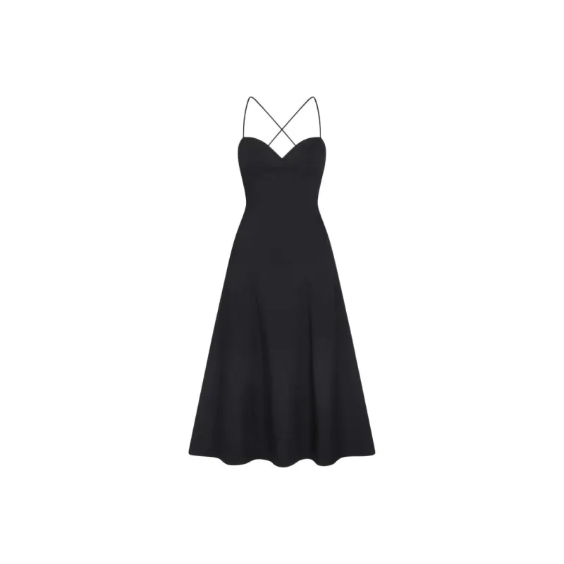 Khy SS24 DROP 007 Poplin Low Back Midi Dress Slip Dresses Women's Black-0