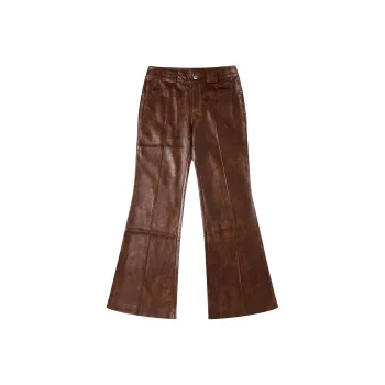 GF Ferré Leather Pants Women's Dark Coffee