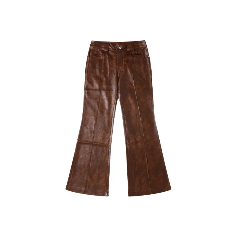 GF Ferré Leather Pants Women's Dark Coffee-0